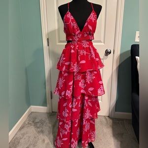 EXPRESS Floral Tiered Twist Back Maxi Dress